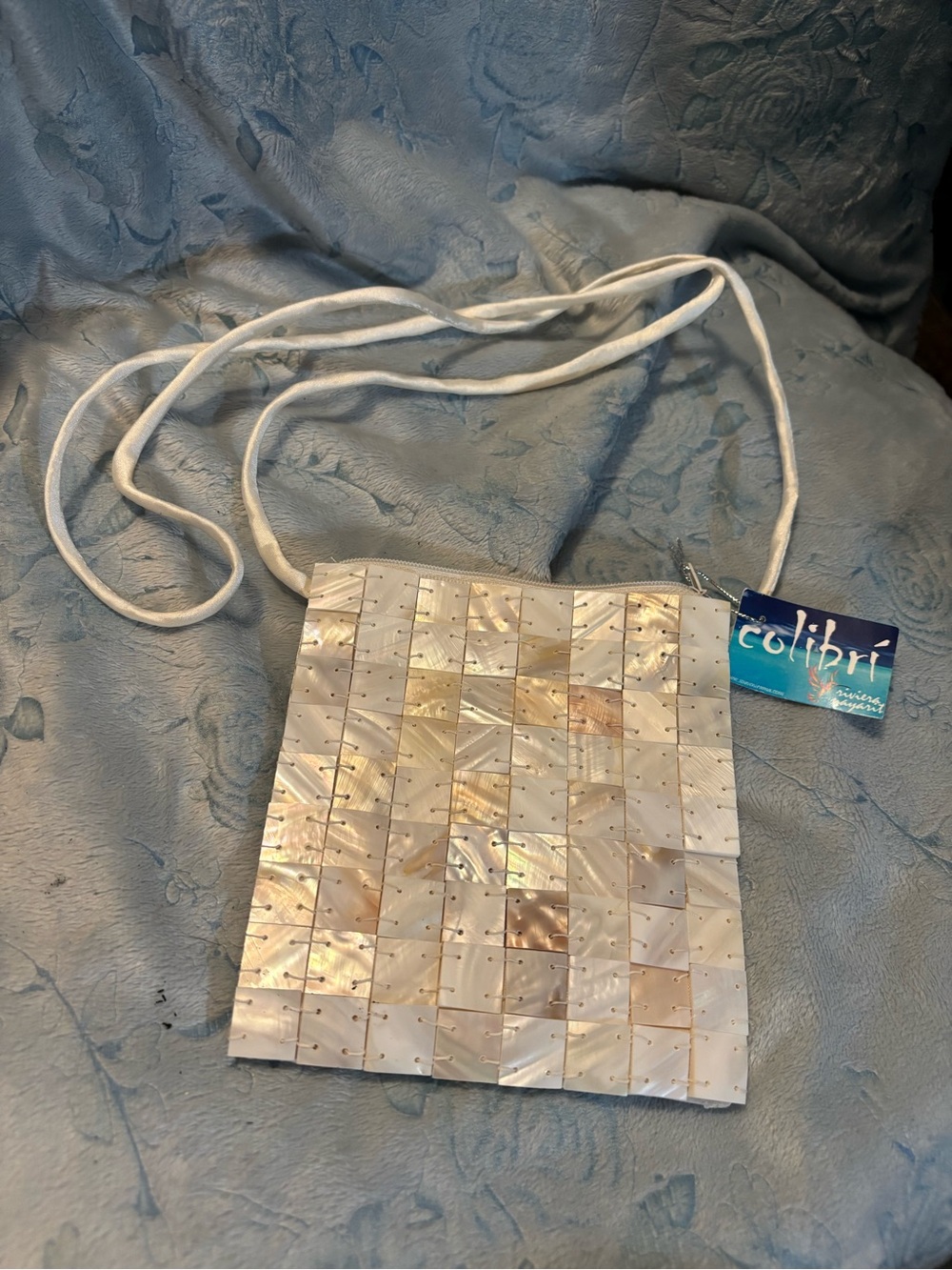 Colibri Mother-of-Pearl Mosaic Crossbody Bag - Iridescent White